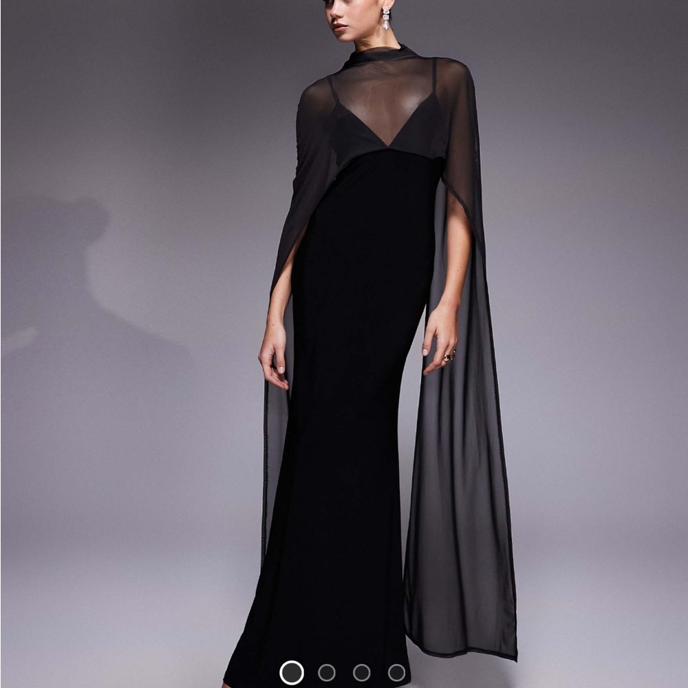 ASOS Black Maxi Dress with Sheer Cape Overlay